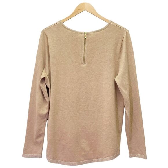 NWT Chico’s Shine-Trim Mindy Pullover in Heather Arabian Camel Size 2 | Large - Picture 3 of 14